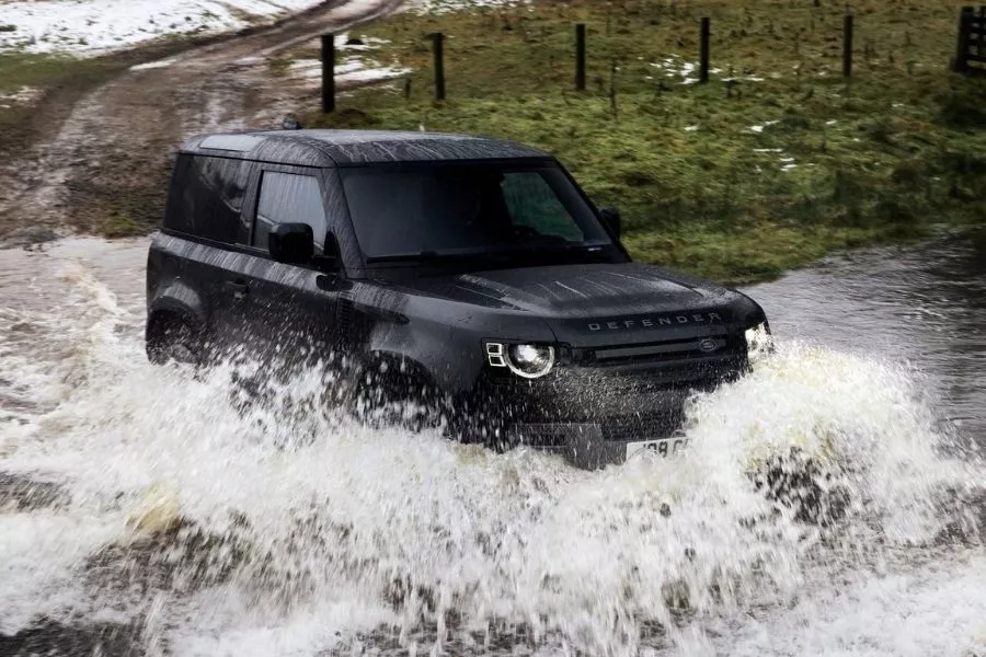 Land Rover Defender river crossing