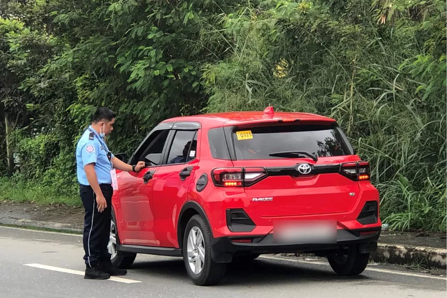A picture of an enforcer inspecting a crossover. 