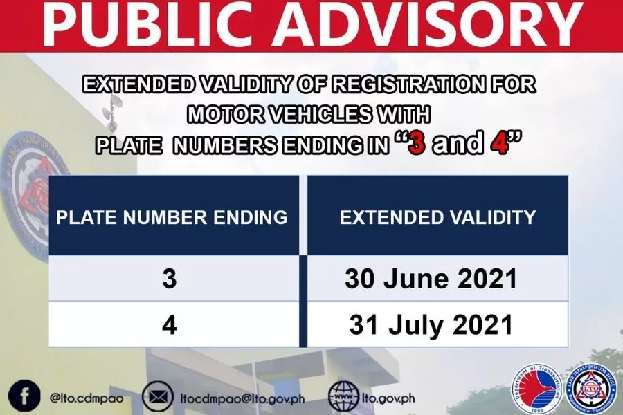 LTO Public Advisory about vehicle registration extension