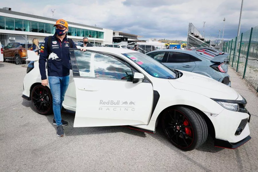 Max Verstappen with his Honda Civic Type R