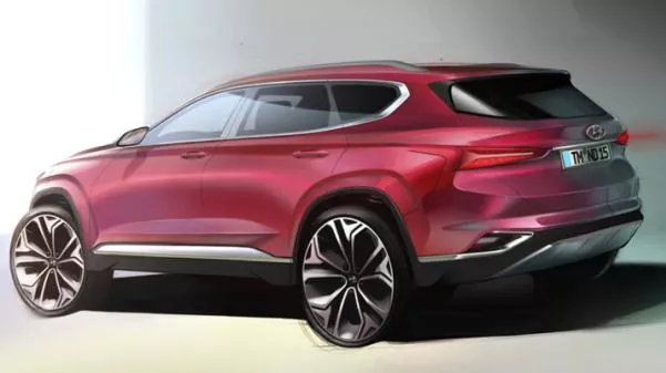 The new Santa Fe 2019 would be launched at the upcoming Geneva International Motor Show Hyundai Santa Fe 2019 sketch rear end