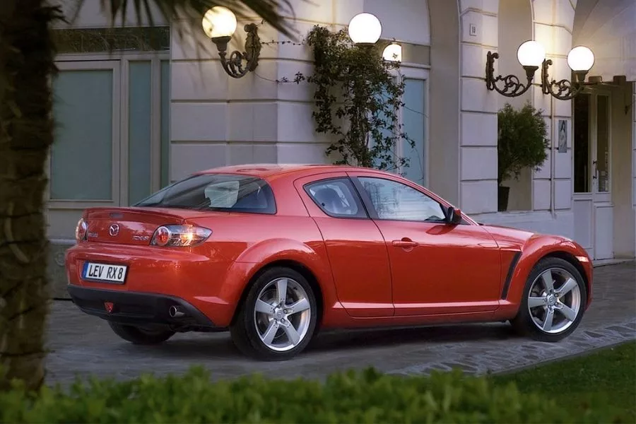 The 2003 Mazda RX-8 from the rear