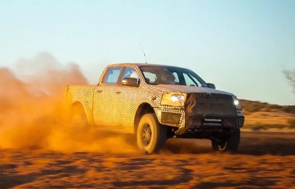 A Ford Ranger Raptor 2018 in Australian desert test