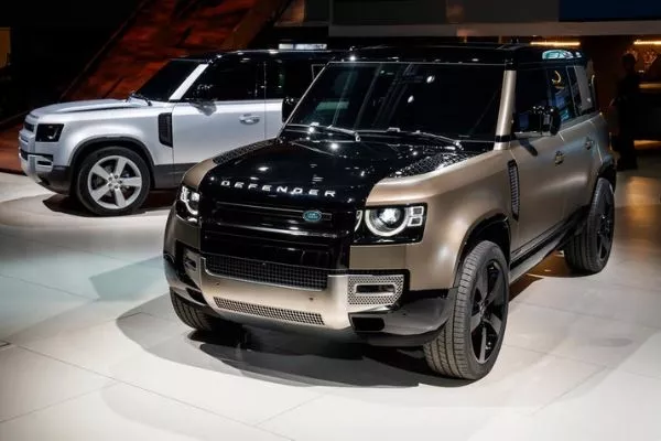 The 2020 Land Rover Defender in a showroon