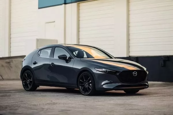 A picture of a black 2020 Mazda 3.