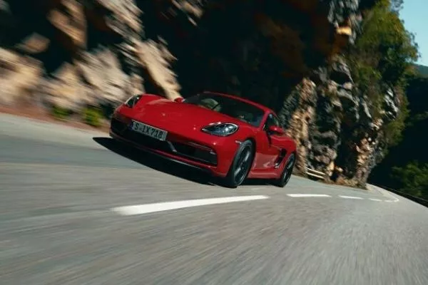 2020 porsche cayman gts on the road