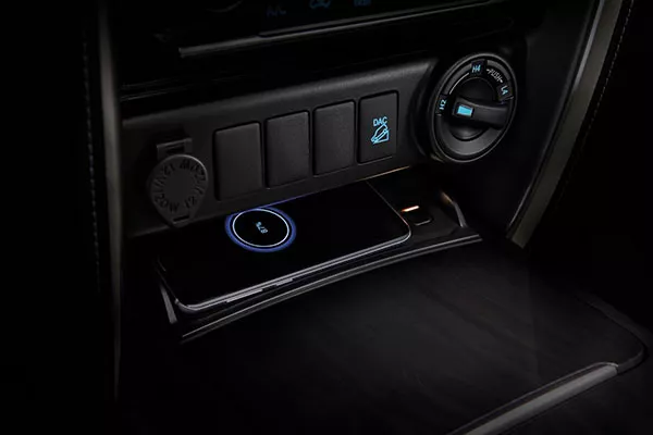 A picture of the wireless charging on the new Fortuner