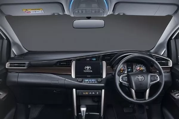 Wood-trim is available on high-spec variants of the facelifted Innova A Picture of the interior of the 2021 Toyota Innova.