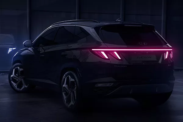 A picture of the rear of the upcoming 2021 Hyundai Tucson