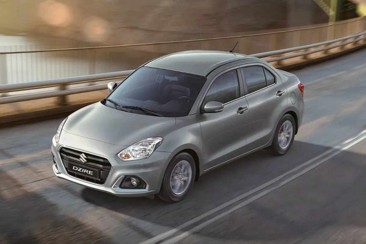 A picture of the Suzuki Dzire on the road