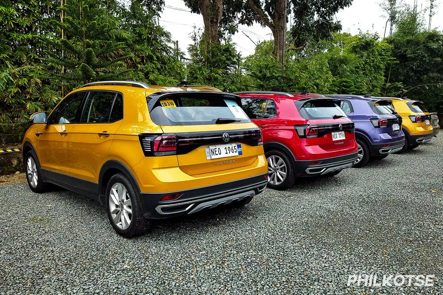 The T-Cross was easy to park A picture of several T-Cross units from the rear