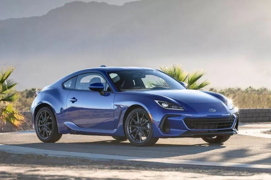 A picture of the 2022 Subaru BRZ on a desert road