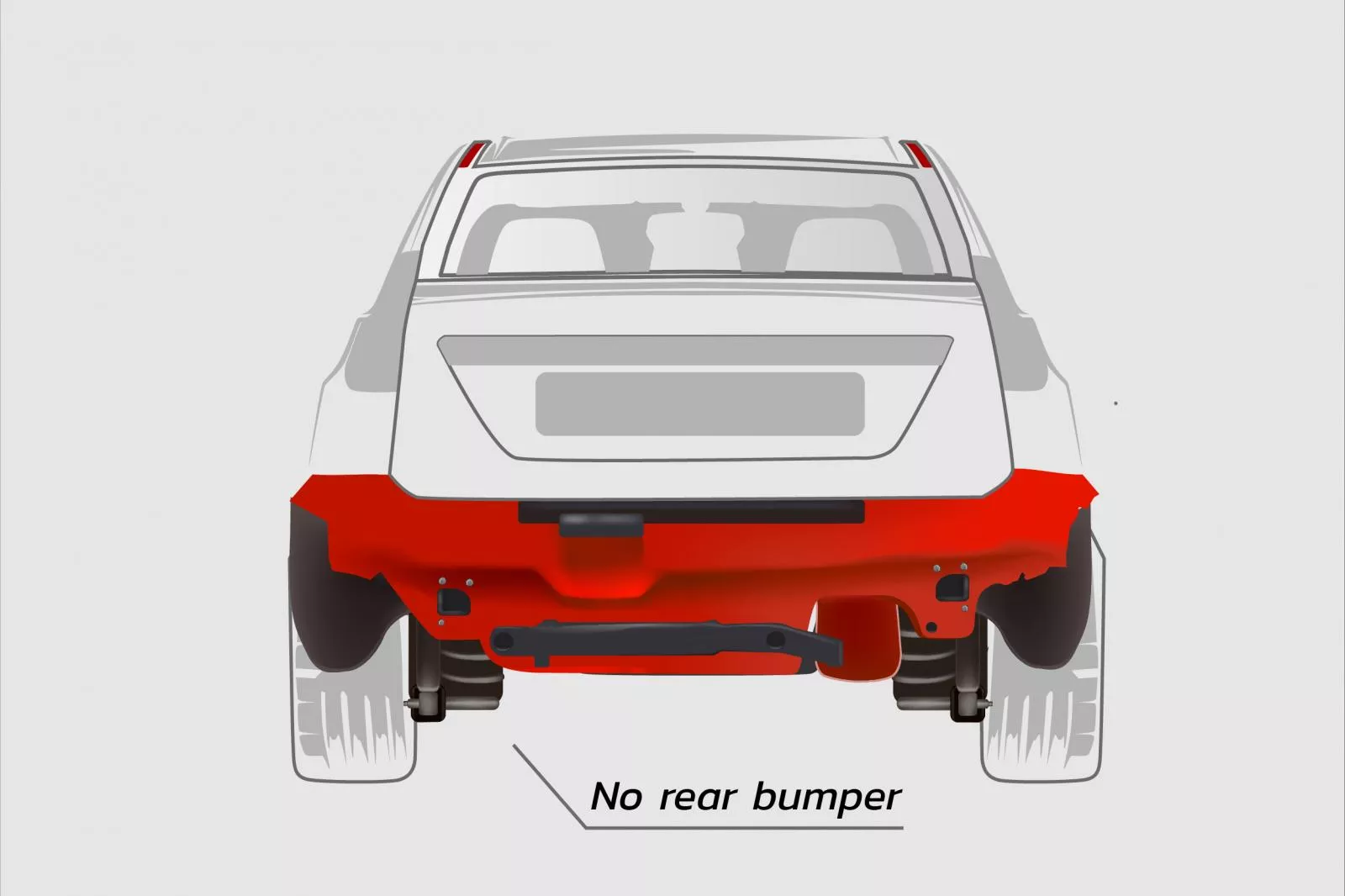 Car with no rear bumper