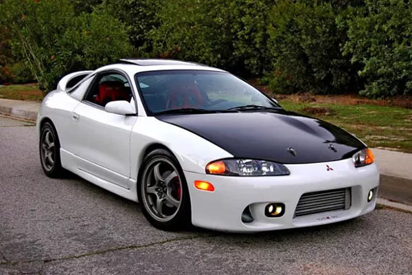A picture of a white 2nd-gen Mitsubishi Eclipse