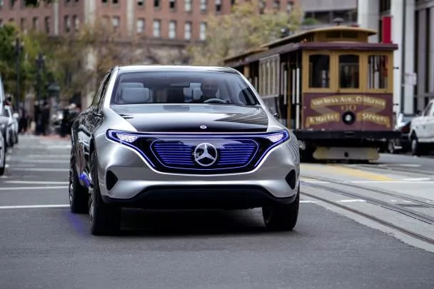 Front view of the Mercedes EQ hatchback concept