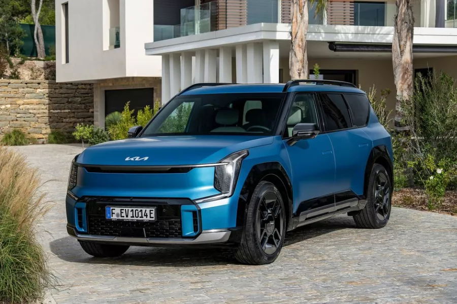 Kia EV9 electric vehicle front quarter shot