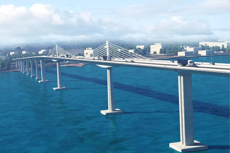 A 3D rendering of the Samal Island-Davao bridge