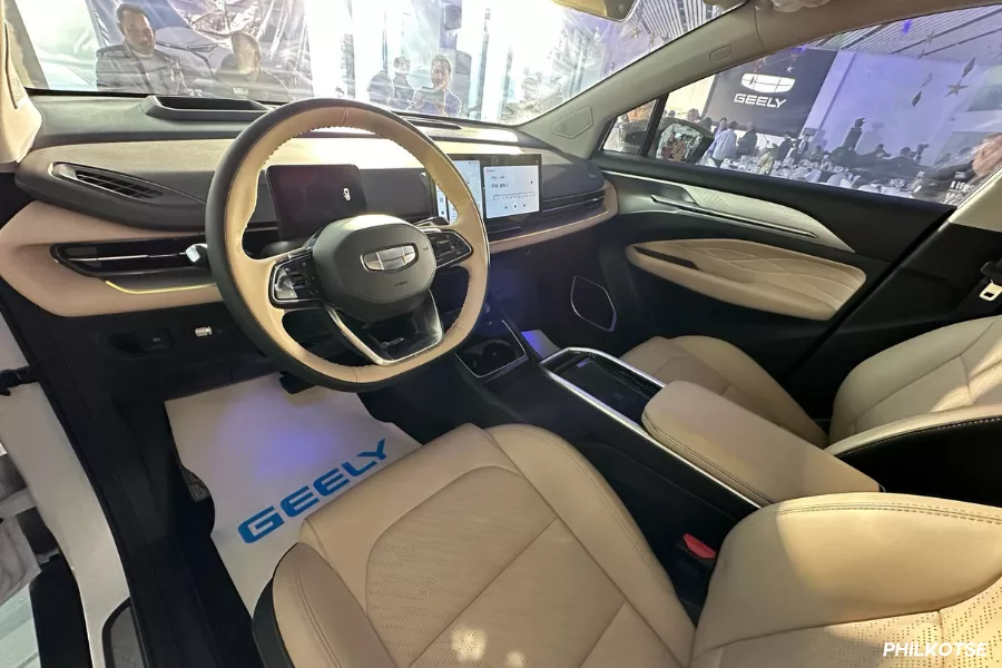 Inside the Geely EV model.