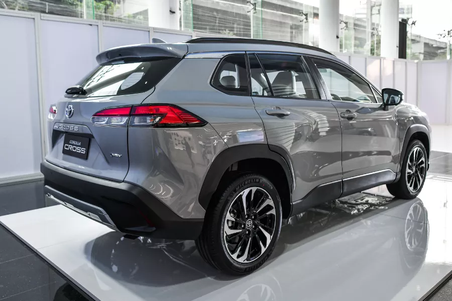 2024 Toyota Corolla Cross from the rear. Toyota Corolla Cross rear.