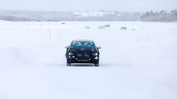 the front view of the spied Hyundai Elantra EV