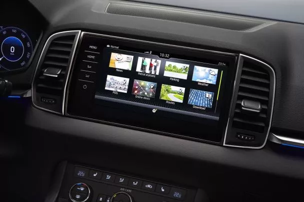 Inside the car, a touchscreen infotainment system with top of the range connectivity is equipped. 2017 Skoda Karoq's touchscreen
