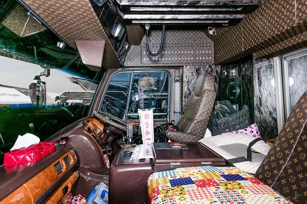 decorated cabin inside Dekotora trucks