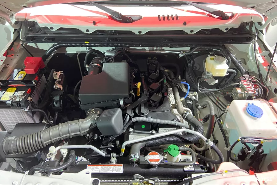 The Jimny 5-Door's 1.5-liter K15B inline-4 engine. The Jimny 5-Door's 1.5-liter K15B inline-4 engine