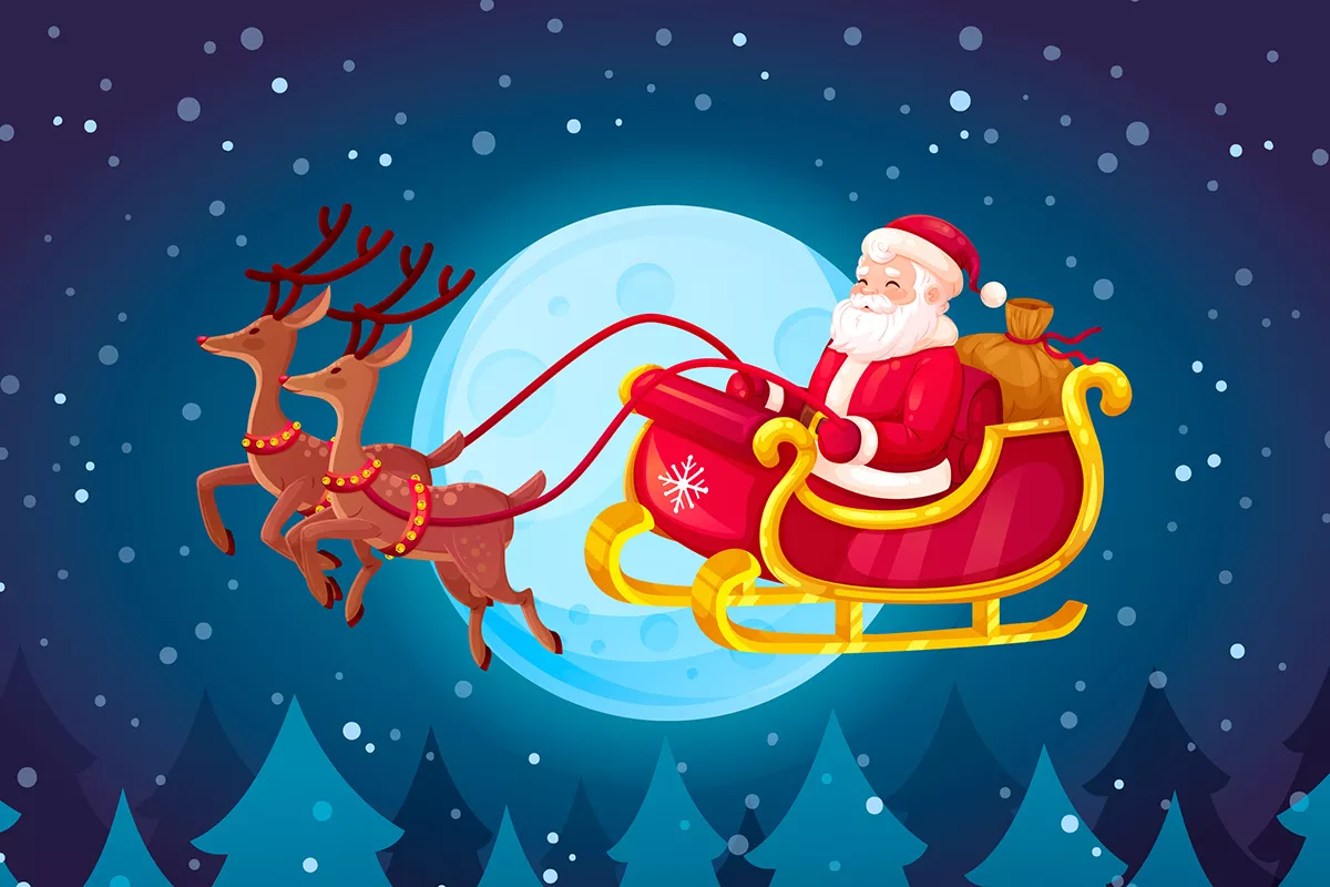 A picture of Santa on his sleigh