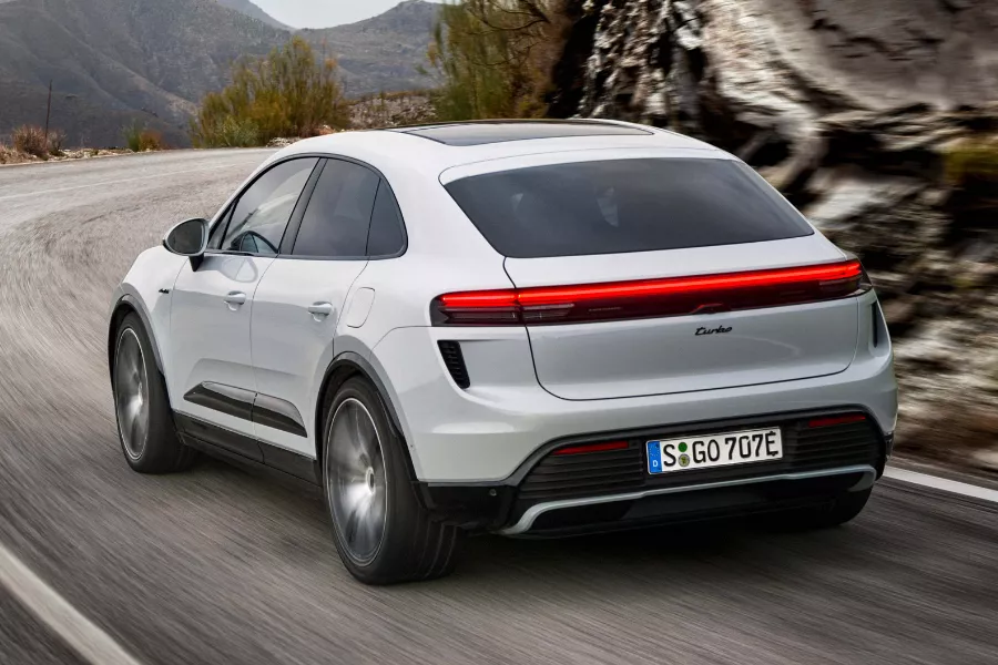 Macan EV Turbo from the rear