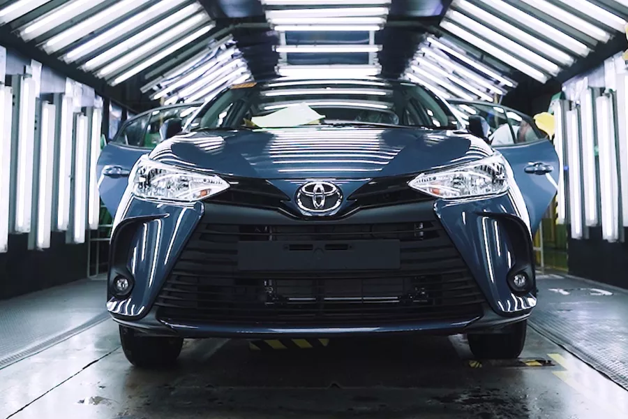 A Toyota Vios being inspected at the Toyota Santa Rosa plant