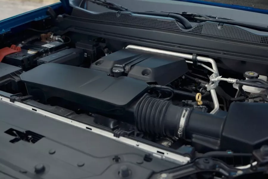 The 2023 Chevrolet Colorado's 2.7-liter inline-4 turbo engine has three different tunes A picture of the all-new Colorado's engine bay