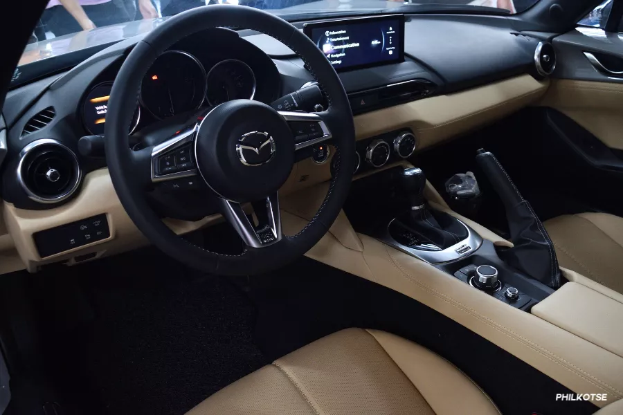 A peek inside the 2024 MX-5 with the tan interior A peek inside the 2024 MX-5 with the tan interior