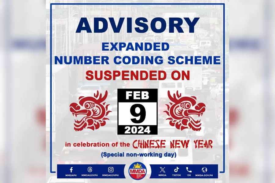 The coding suspension announcement from the MMDA