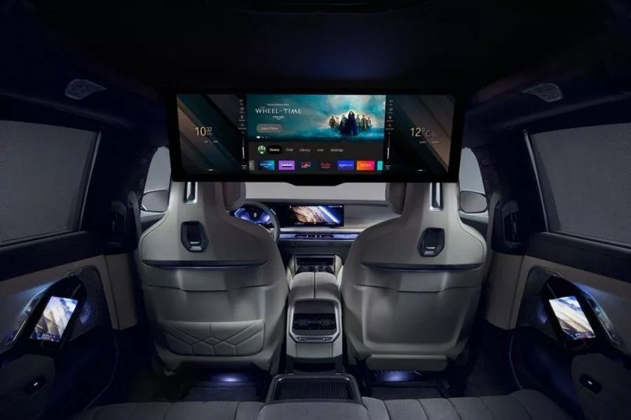 A view of the rear cabin with the display screen deployed.