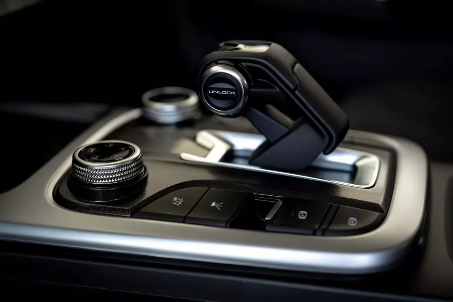 The Tank 300's center console and shifter.