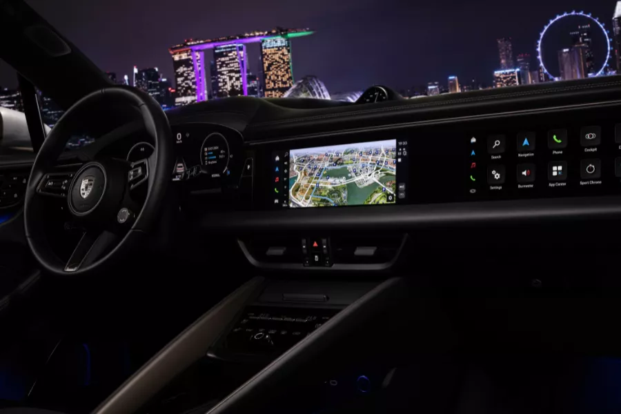Available to the Macan EV is an optional 10.9-inch front passenger-side display.