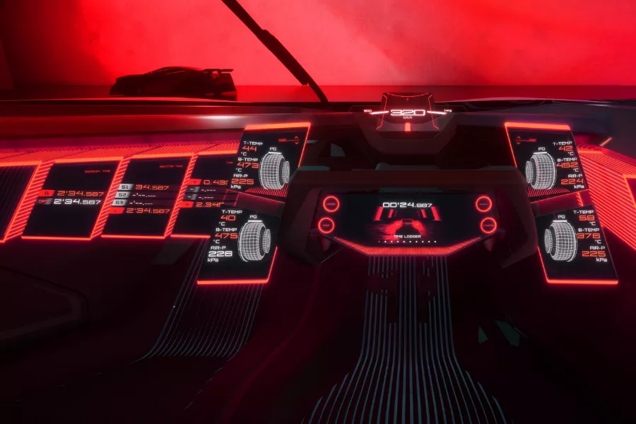 The R mode provides a driver-centric cockpit