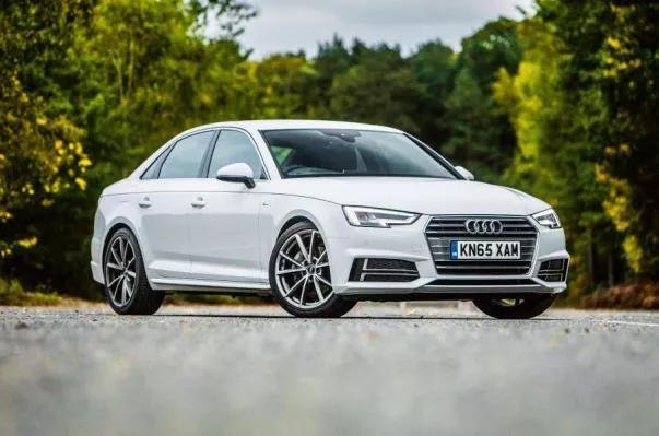 angular front of a white Audi A4