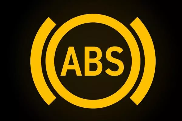 A photo of ABS symbol on dahsboard