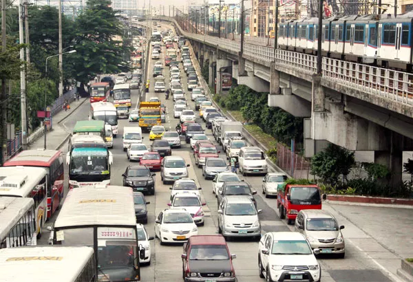 A road packed with cars