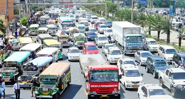 a road packed with cars