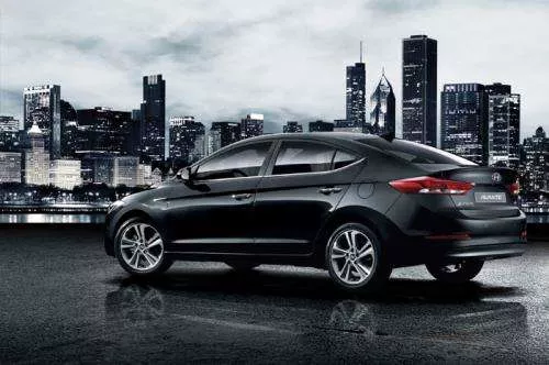 Black Hyundai Elantra angular rear