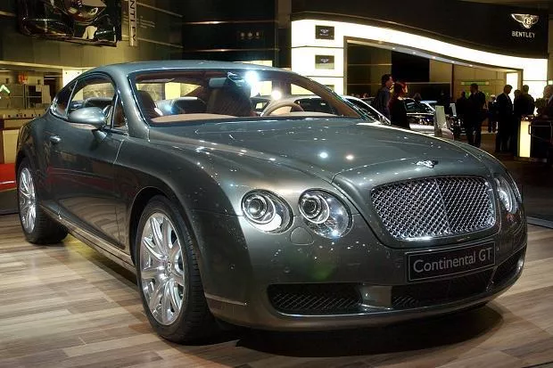 Bentley Continental GT A Silver Bentley Continental GT angular front view