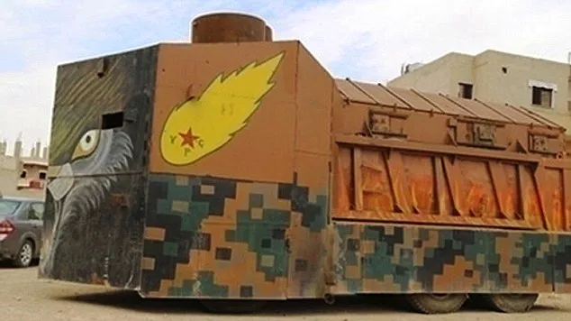 side view of a Colorful armored vehicle of Kurds
