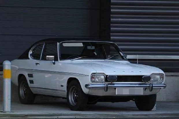 Ford Capri 1970 A white Ford Capri 1970 angular front view