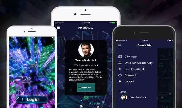 screenshots of Arcade City's ride-sharing app