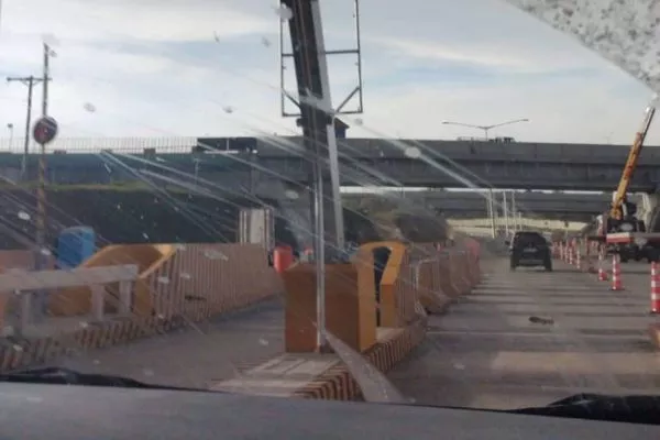 A picture of a car passing through CALAX from the point of view of a driver