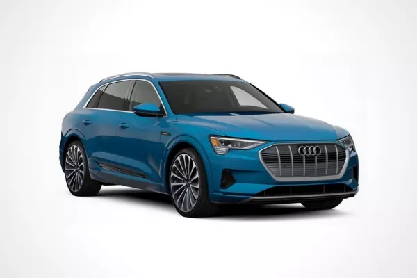 A blue Audi e-tron 