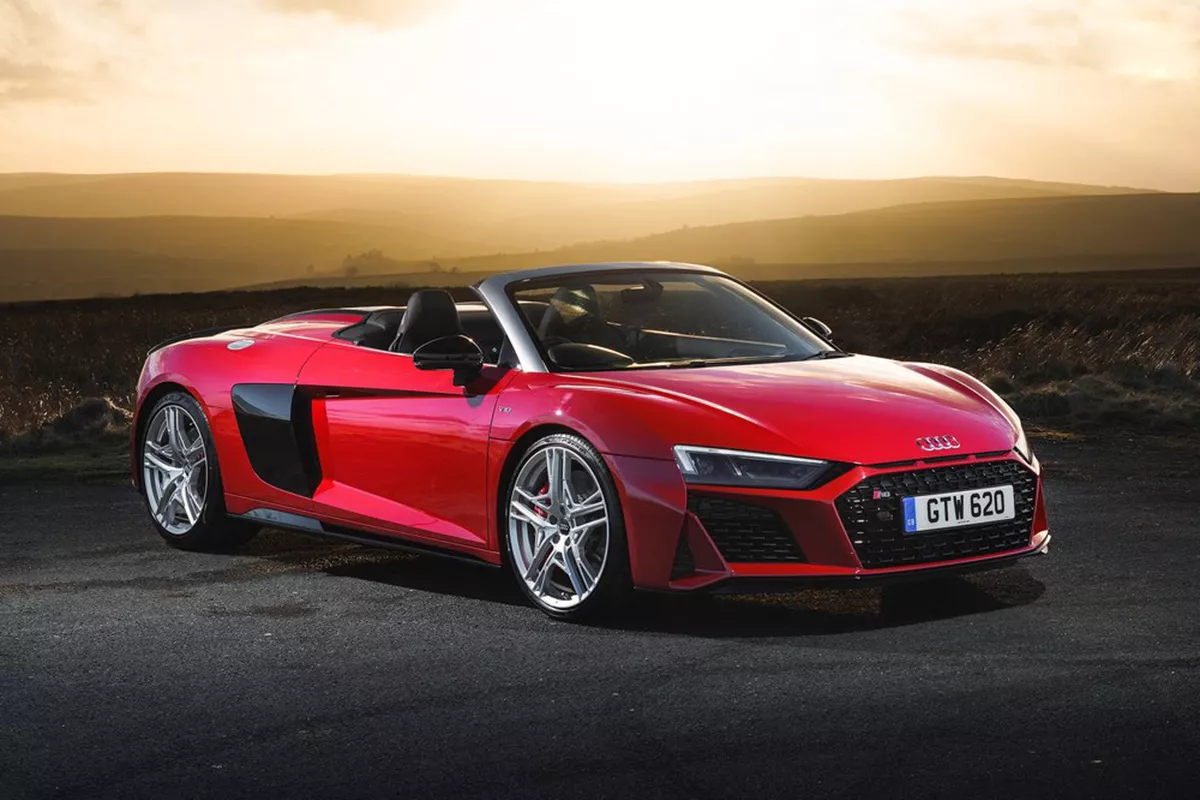 A picture of the Audi R8 Spyder with the roof down