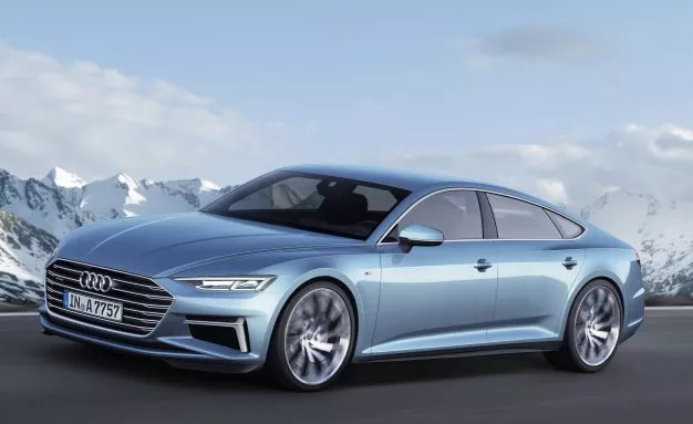 The Audi A7 is speculated to make its world premiere at Frankfurt Auto Show this fall. Side view of the Audi A7 Concept